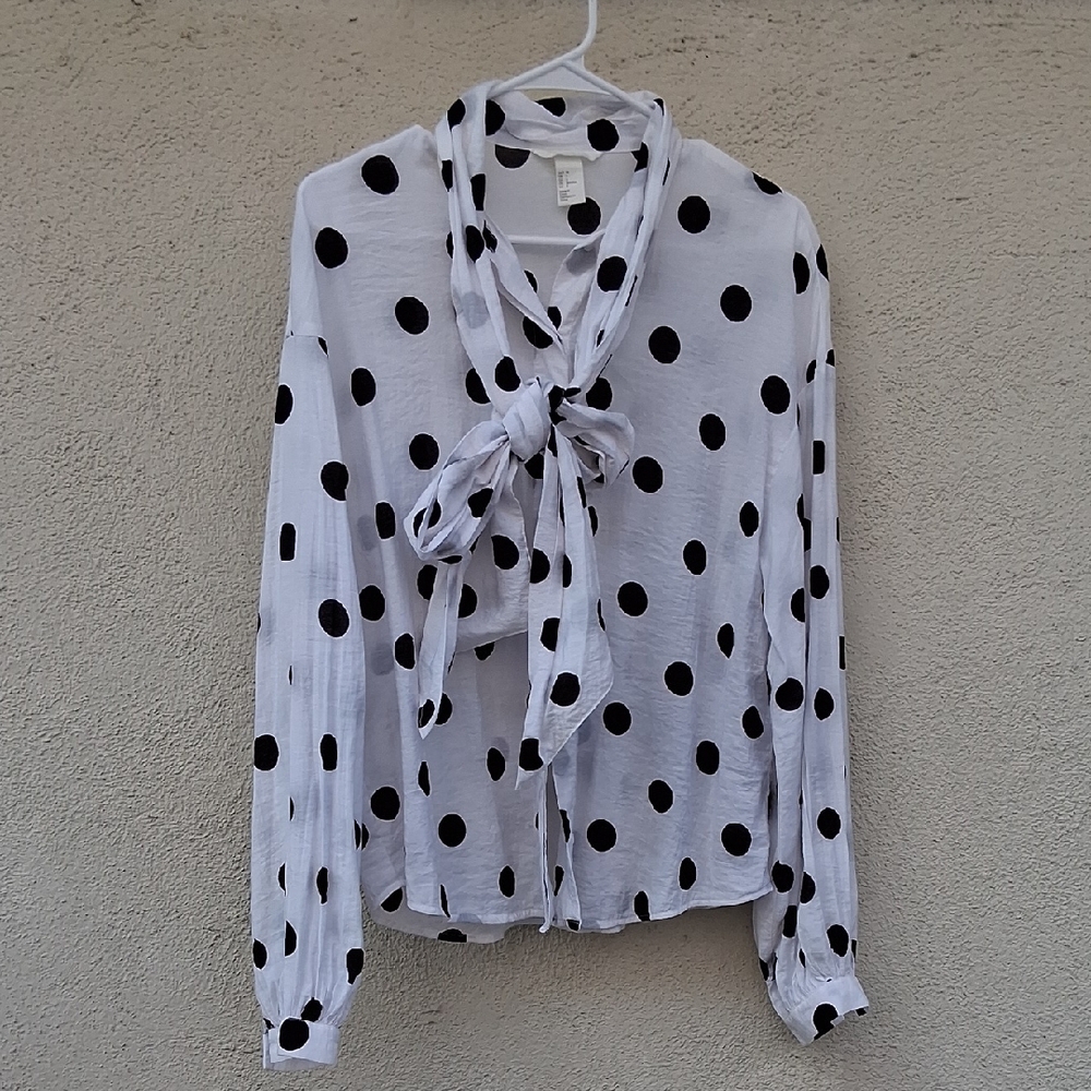 H&M Black and White Polka Dot Blouse